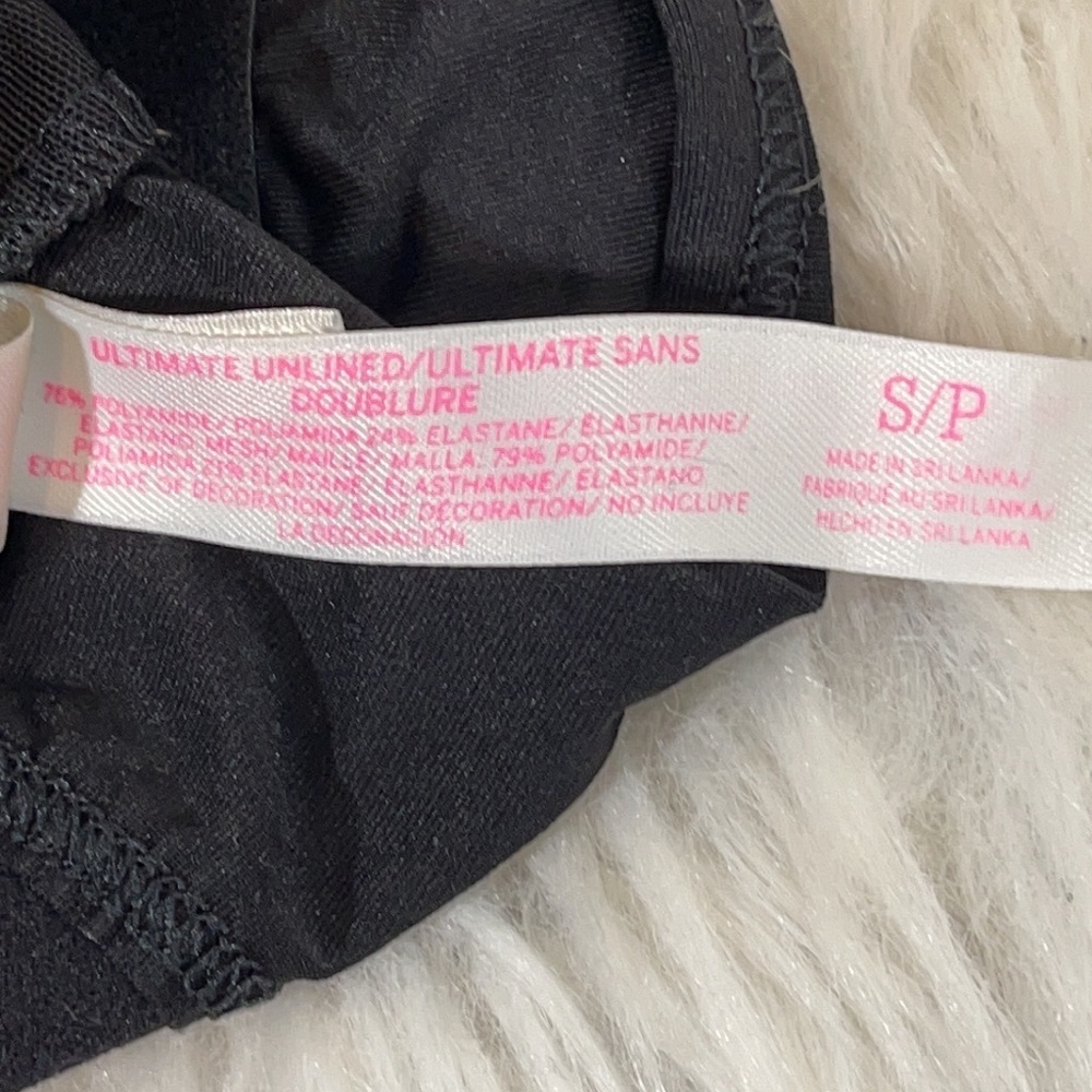 PINK VICTORIA’S SECRET Ultimate Unlined Black White Dog Logo Mesh Racerback - Picture 4 of 4